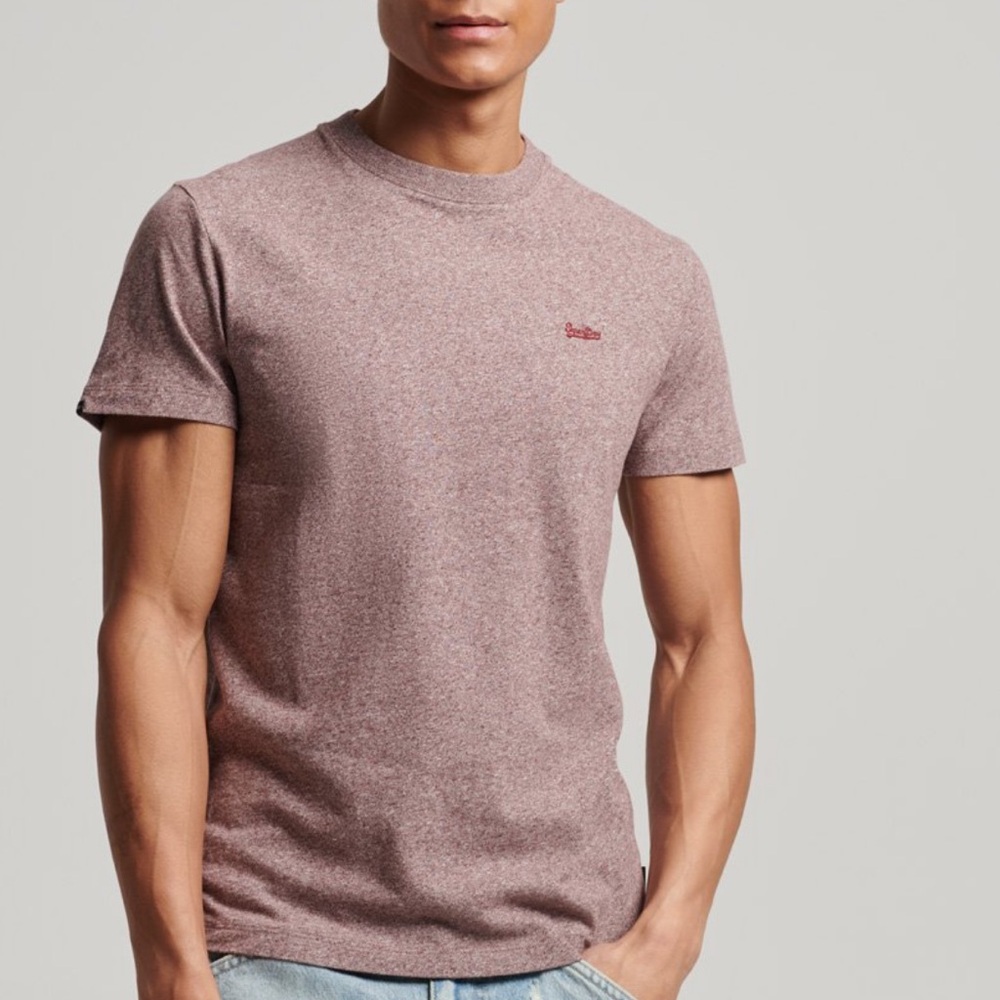 Superdry Men's Organic Cotton Essential Small Logo T-Shirt Tois Burgundy Grit XL